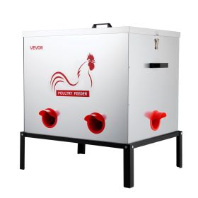 VEVOR Automatic Chicken Feeder, 85 lbs Capacity, 6 Feeding Ports No-Waste Poultry Feeder with Built-In Divider, with Latch & Handle