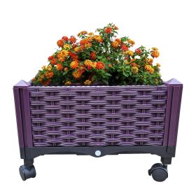 Plastic Rolling Raised Garden Bed, Planter Boxes with Wheels Mobile Planters for Outdoor Indoor Plants Elevated Garden Boxes Plant pots for Flowe