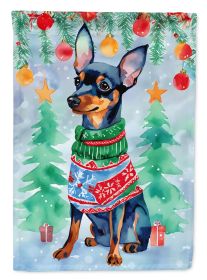 Miniature Pinscher Christmas Garden Flag Mailbox Flag Decorative Yard Flag Banner Outside Patio Artwork Yard Flower Beds, Garden Size, Multicolor