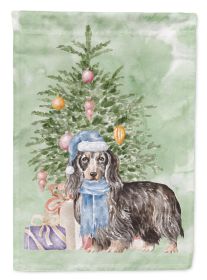 Dachshund Longhair Black Tan Christmas Presents and Tree Garden Flag Mailbox Flag Decorative Yard Flag Banner Outside Patio Artwork Yard Flower B