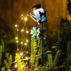 1pc Solar Garden Light; Outdoor Decor Waterproof Butterfly Solar Path Light; Watering Can Lights Hanging Fairy String Lighting For Terrace Patio (Style: Butterfly)