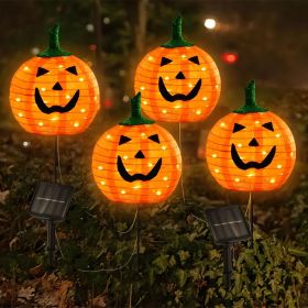 Solar Halloween Pumpkin LED Lights, Set of 4 Big Pumpkin Stake Lights 2 Modes for Outdoor Halloween Pathway Yard Garden Decoration (Color: Warm White-Pumpkin  2pcs)